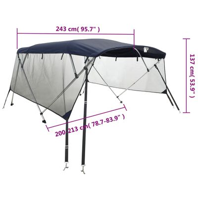 vidaXL Bimini Prua con Pareti Laterali Rete 4Archi 243x(200-213)x137cm