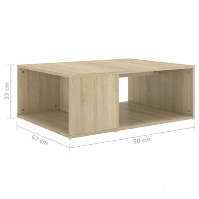 vidaXL Tavolino da Salotto Rovere Sonoma 90x67x33 cm Legno Multistrato