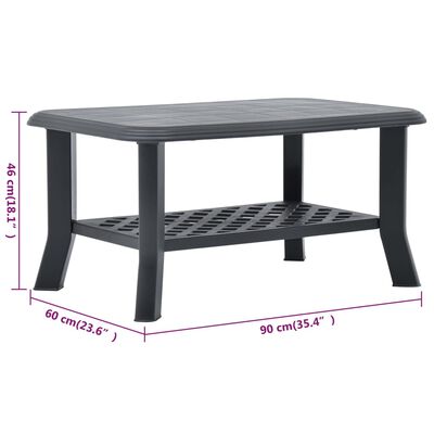 vidaXL Tavolino da Salotto Antracite 90x60x46 cm in Plastica