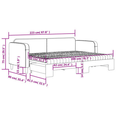 vidaXL Divano Letto Estraibile con Materassi Tortora 80x200 cm Tessuto