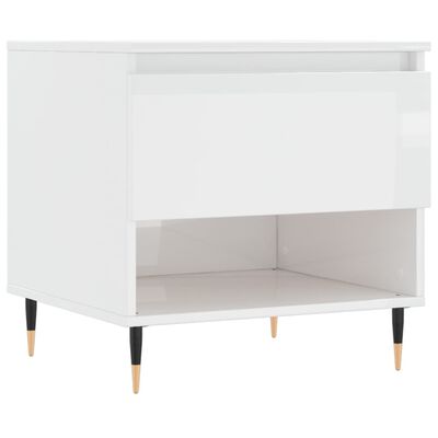 vidaXL Tavolino Bianco Lucido 50x46x50 cm in Legno Multistrato