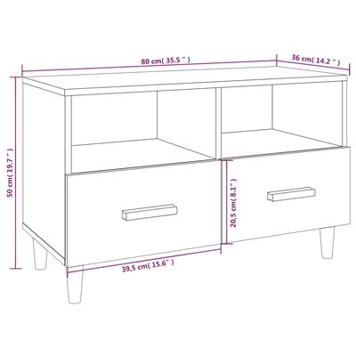 vidaXL Mobile Porta TV Bianco 80x36x50 cm in Legno Multistrato