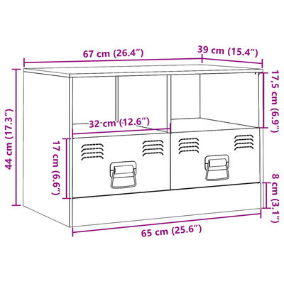 vidaXL Mobile TV Rosso 67x39x44 cm in Acciaio