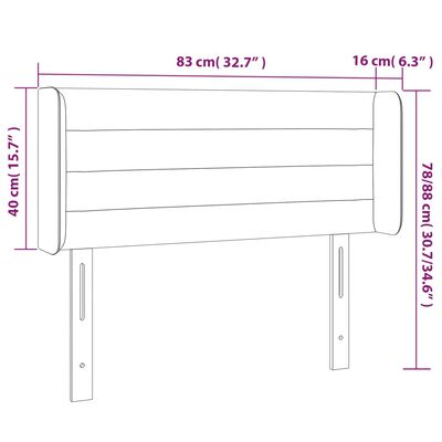 vidaXL Testiera Grigio Chiaro a LED 83x16x78/88 cm in Tessuto