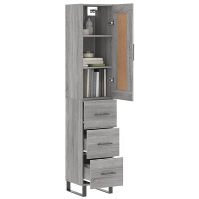 vidaXL Credenza Grigio Sonoma 34,5x34x180 cm in Legno Multistrato