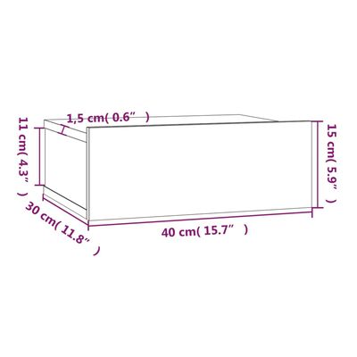 vidaXL Comodino Pensile Rovere Fumo 40x30x15 cm in Legno Multistrato