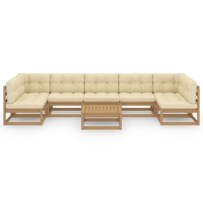 vidaXL Set Salotto Giardino e Cuscini 8 pz Legno Massello Pino Ambra