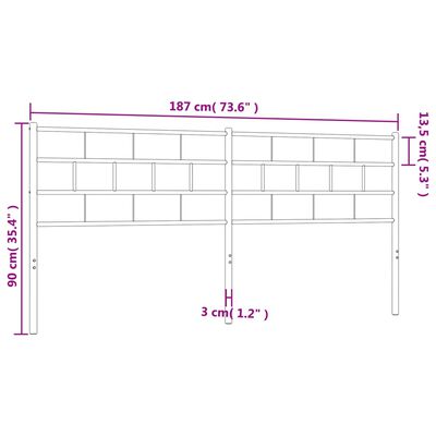 vidaXL Testiera in Metallo Bianco 180 cm