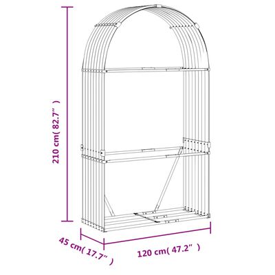 vidaXL Portaceppi Grigio Chiaro 120x45x210 cm in Acciaio Zincato