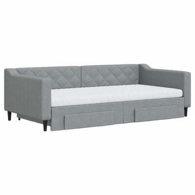 vidaXL Divano Letto Estraibile Cassetti Grigio Chiaro 100x200 Tessuto