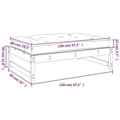 vidaXL Poggiapiedi da Giardino 120x80 cm in Legno Impregnato di Pino