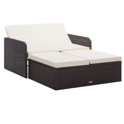 vidaXL Set Divani da Giardino 2 pz con Cuscini in Polyrattan Marrone