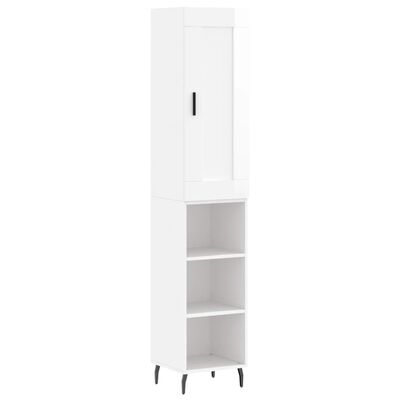 vidaXL Credenza 34,5x34x180 cm in Legno Multistrato Bianco Lucido