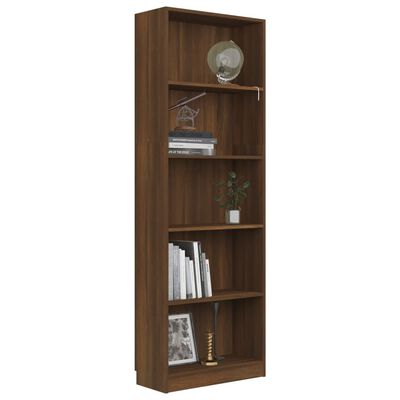 vidaXL Libreria 5 Ripiani Rovere Marrone 60x24x175cm Legno Multistrato