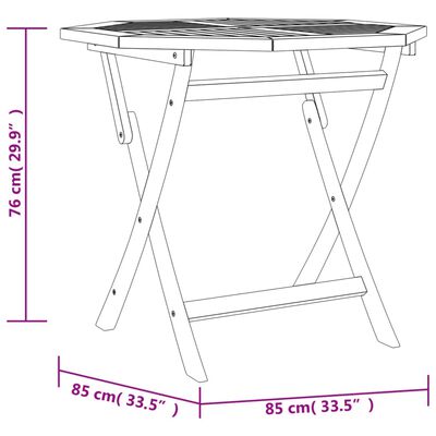 vidaXL Tavolo da Giardino Pieghevole 85x85x76cm Legno Massello di Teak