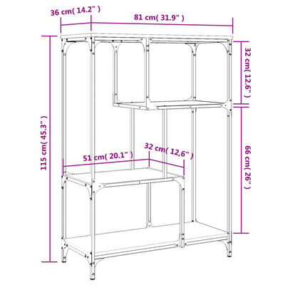 vidaXL Libreria Grigio Sonoma 81x36x115 cm Legno Multistrato e Acciaio