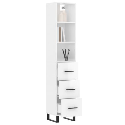 vidaXL Credenza 34,5x34x180 cm in Legno Multistrato Bianco Lucido