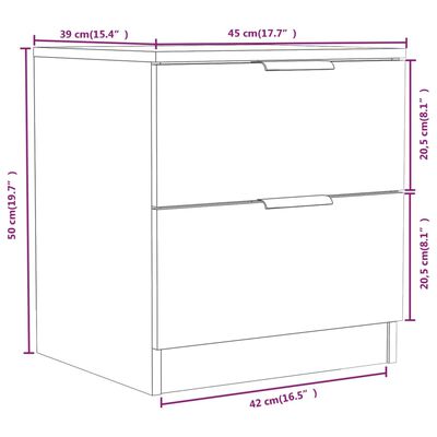 vidaXL Comodini 2 pz Rovere Sonoma in Legno Multistrato