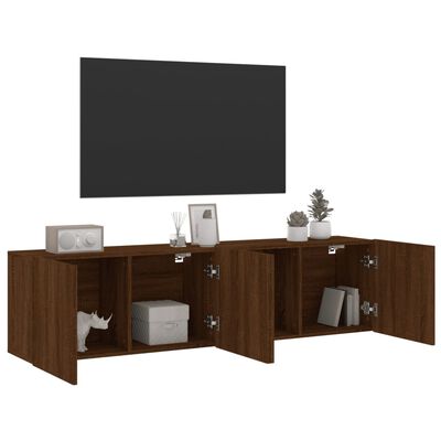 vidaXL Mobili TV a Parete 2pz Rovere Marrone 80x30x41 cm