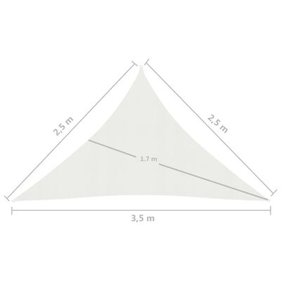 vidaXL Vela Parasole 160 g/m² Bianca 2,5x2,5x3,5 m in HDPE