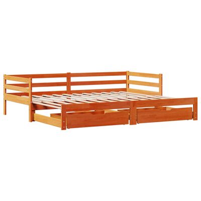 vidaXL Dormeuse Letto Estraibile e Cassetti Marrone Cera 90x190cm Pino