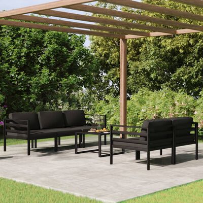 vidaXL Set Divani da Giardino 6 pz con Cuscini in Alluminio Antracite