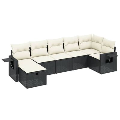 vidaXL Set Divani da Giardino con Cuscini 7pz Nero Polyrattan