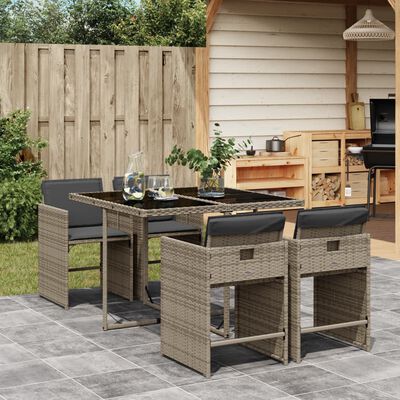 vidaXL Set da Pranzo da Giardino 5 pz con Cuscini in Polyrattan Grigio