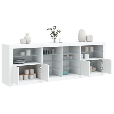 vidaXL Credenza con Luci LED Bianca 202x37x67 cm