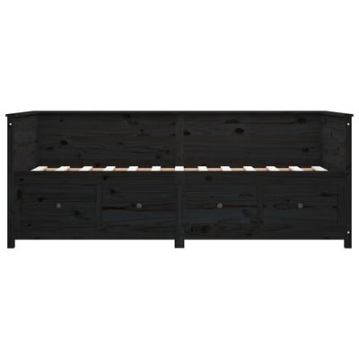 vidaXL Dormeuse Nera 75x190 cm in Legno Massello di Pino