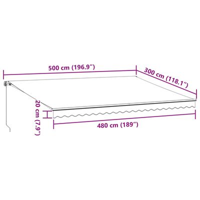 vidaXL Tenda Retrattile Manuale con LED Antracite/ Bianco 500x300 cm