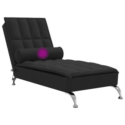 vidaXL Chaise Longue Massaggi con Capezzale Nero in Tessuto