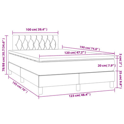 vidaXL Letto a Molle con Materasso e LED Crema 120x190 cm in Tessuto