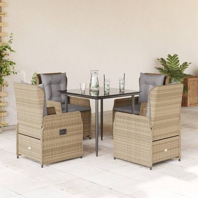 vidaXL Set da Pranzo da Giardino 5 pz con Cuscini Beige in Polyrattan