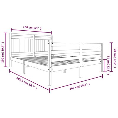 vidaXL Giroletto in Legno Massello 160x200 cm