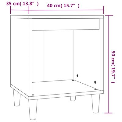 vidaXL Comodino Bianco 40x35x50 cm in Legno Multistrato