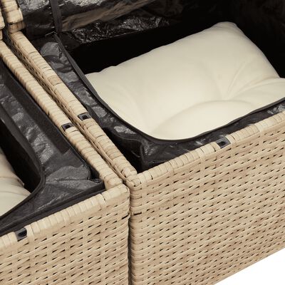 vidaXL Set Divani da Giardino 7 pz con Cuscini Beige in Polyrattan