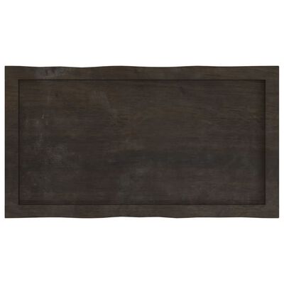 vidaXL Piano Tavolo Marrone Scuro 80x40x(2-4)cm in Rovere Non Trattato