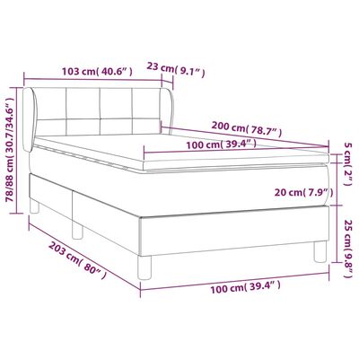 vidaXL Giroletto a Molle con Materasso Nero 100x200 cm in Velluto