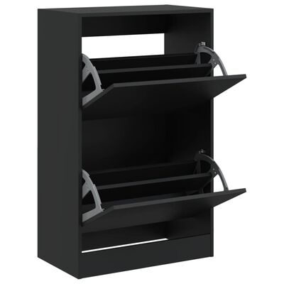 vidaXL Scarpiera Nera 60x34x96,5 cm in Legno Multistrato