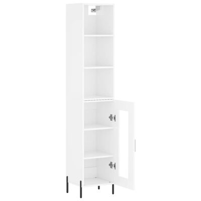 vidaXL Credenza 34,5x34x180 cm in Legno Multistrato Bianco Lucido