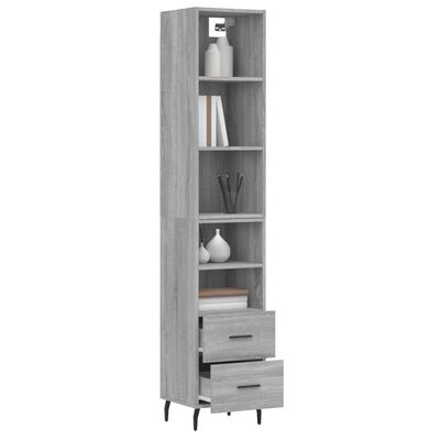 vidaXL Credenza Grigio Sonoma 34,5x34x180 cm in Legno Multistrato