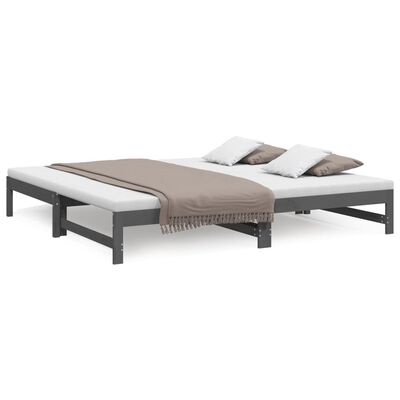 vidaXL Dormeuse Estraibile Grigia 2x(90x200) cm Legno Massello di Pino