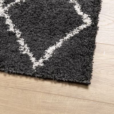 vidaXL Tappeto Shaggy PAMPLONA a Pelo Lungo Nero e Crema 120x120 cm