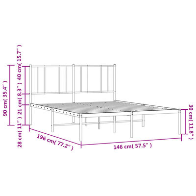 vidaXL Giroletto con Testiera in Metallo Nero 140x190 cm