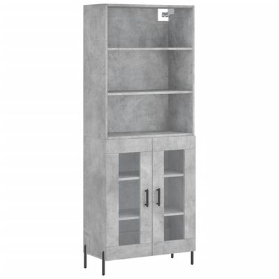 vidaXL Credenza Grigio Cemento 69,5x34x180 cm in Legno Multistrato