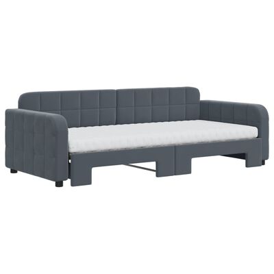 vidaXL Divano Letto Estraibile Materassi Grigio Scuro 90x200cm Velluto