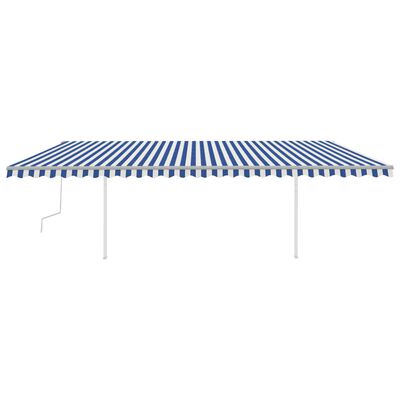 vidaXL Tenda da Sole Retrattile Manuale con LED 6x3,5 m Blu e Bianca