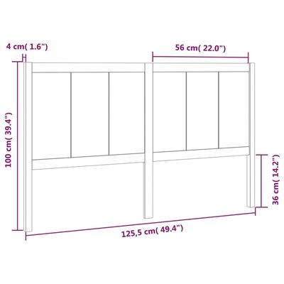 vidaXL Testiera per Letto ambra 125,5x4x100 cm Legno Massello di Pino