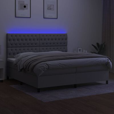 vidaXL Letto a Molle Materasso e LED Grigio Chiaro 200x200 cm Tessuto